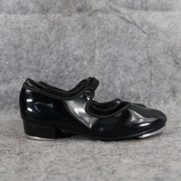 Danshuz Shoes Girls 11 Tap Dance Mary Jane Black Patent Slip On Star Tone Kids - Picture 3 of 16